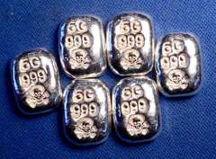 6 5 GRAM. 999 SKULL & CROSS BONES POURED BARS