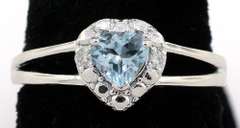 Sweet Heart Shaped Aquamarine & Diamond Ring in Sterling