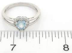 Sweet Heart Shaped Aquamarine & Diamond Ring in Sterling