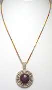 Amazing Massive 20.0CTW Ruby & Sapphire Pendant & Chain, Vermeil