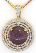 Amazing Massive 20.0CTW Ruby & Sapphire Pendant & Chain, Vermeil