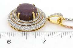 Amazing Massive 20.0CTW Ruby & Sapphire Pendant & Chain, Vermeil