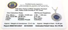 Amazing Massive 20.0CTW Ruby & Sapphire Pendant & Chain, Vermeil