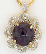 Absolutely Striking Humongous 46.00CTW Ruby & Sapphire Pendant & Chain