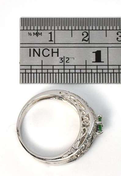 Stately Emerald & Diamond Ring in 18K WG