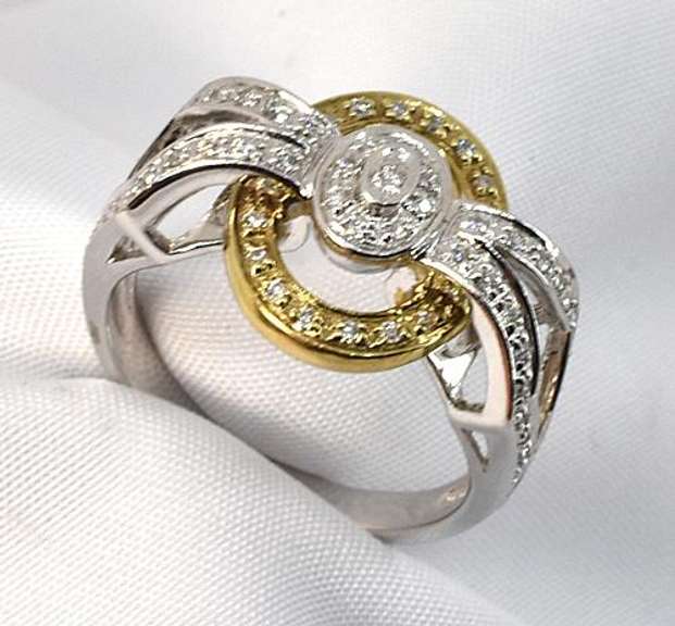 Dramatic Diamond Ring in 14K White and Yellow Gold