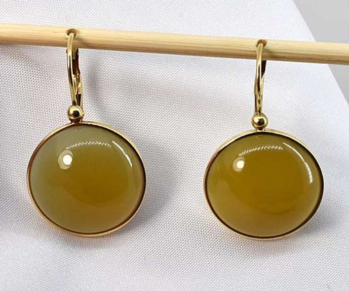 Suave Butterscotch Agate Earrings in 14K YG
