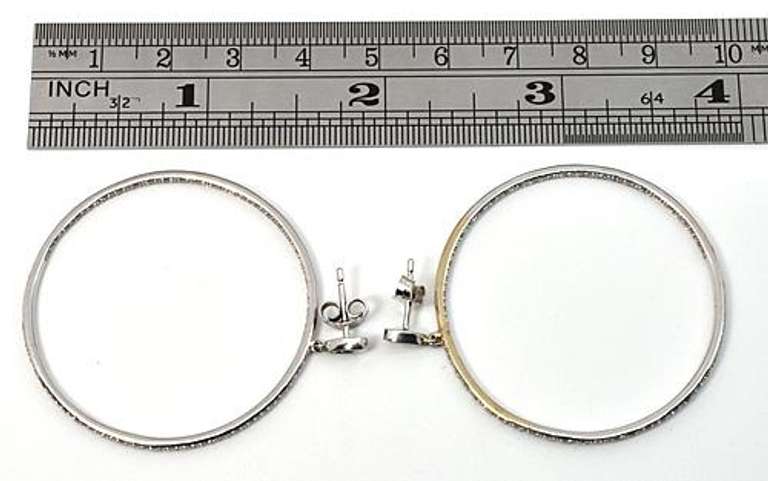 Lively Drop Hoops with Diamonds in 14K WG