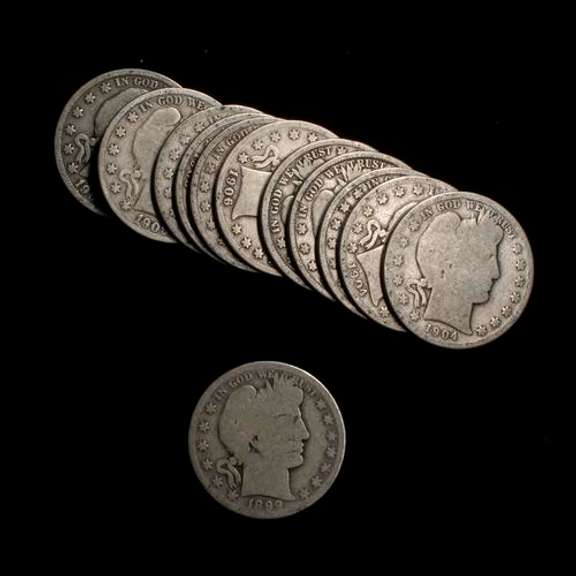 12 Silver Barber Halves