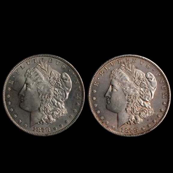 2 1878 S Frosty White BU Morgan Dollars