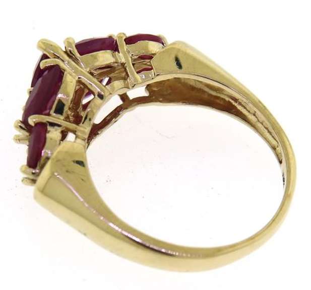 Elegant 10kt YG Marquise Ruby Cluster & Diamond Accent Ring