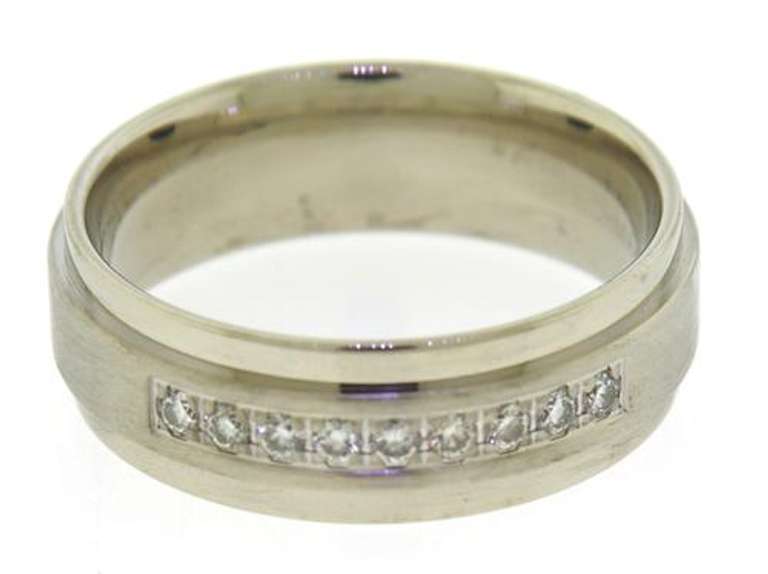 Gent's White Gold RBC Diamond Step Edge Band