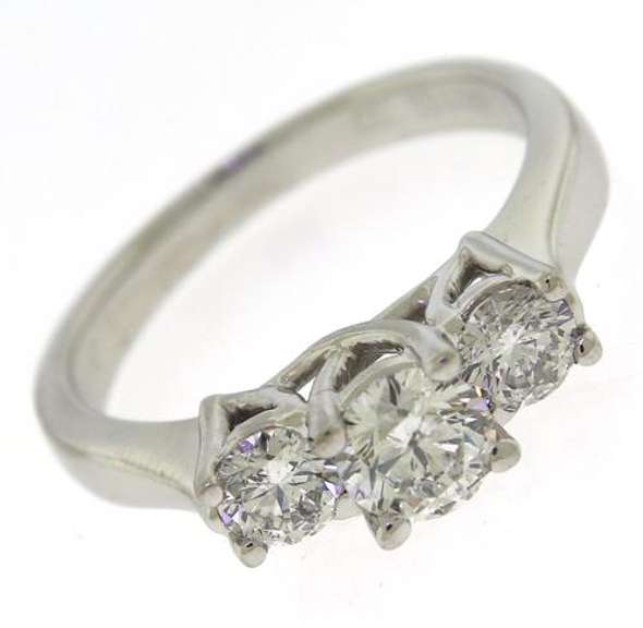 Platinum Round Brilliant Cut 3 Diamond Ring
