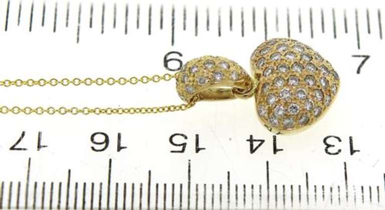 Fabulous Pave Puffed Heart Yellow Gold Necklace