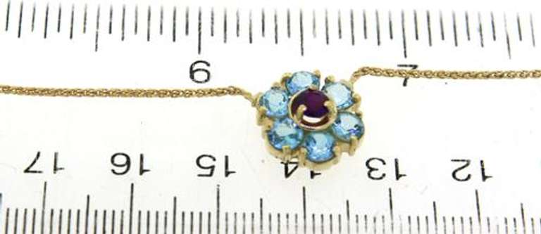 Stunning Peridot, Blue Topaz & Amethyst Flower Necklace