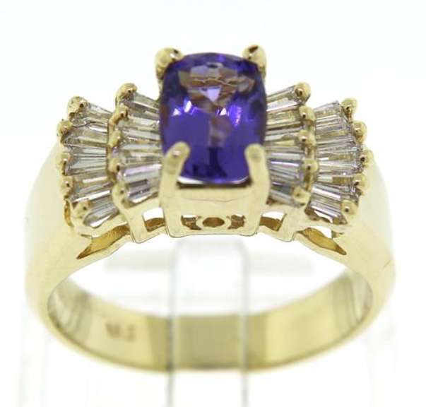 Glowing Tanzanite and Baguette Diamond Ring