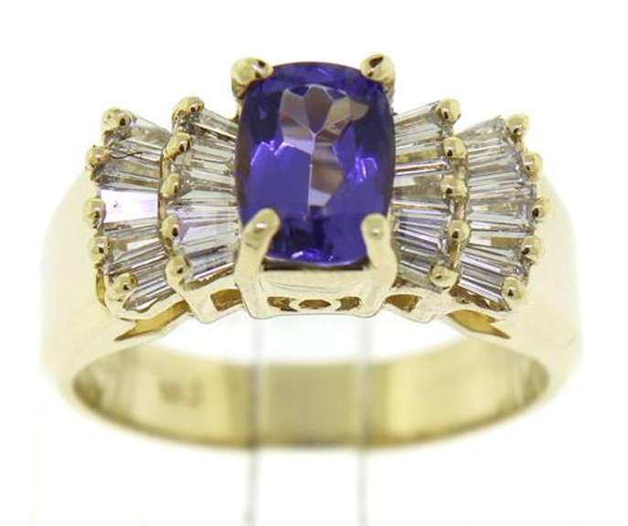 Glowing Tanzanite and Baguette Diamond Ring