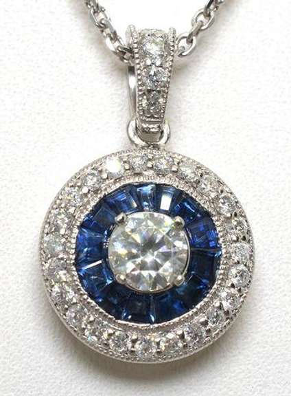 Diamond & Sapphire Pendant Necklace