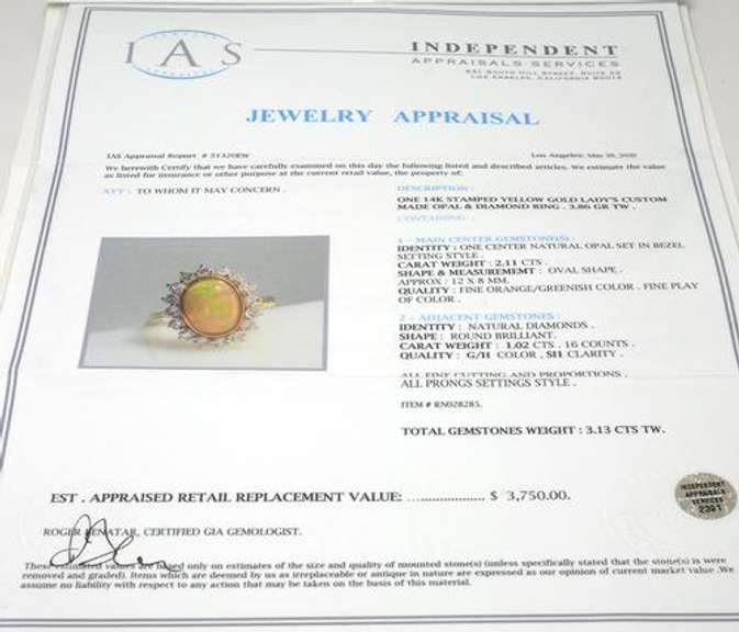 Delightful Opal & Diamond Ring, 14KT