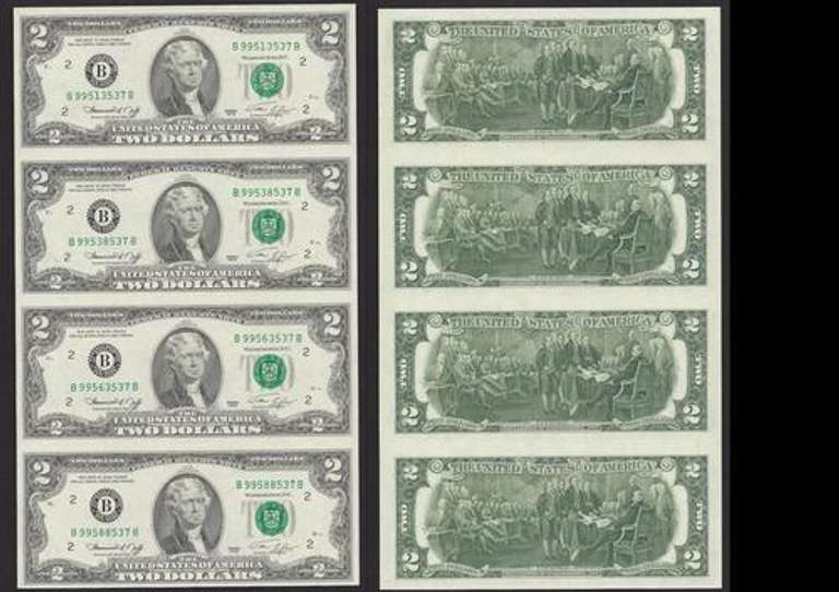 $2 1976 Uncut sheet of 4 from the NY district Gem