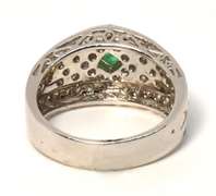 Stately Emerald & Diamond Ring in 18K WG