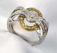 Dramatic Diamond Ring in 14K White and Yellow Gold
