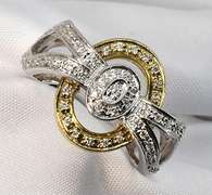 Dramatic Diamond Ring in 14K White and Yellow Gold