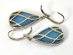 Enticing Blue Topaz and Diamond 14K WG Earrings