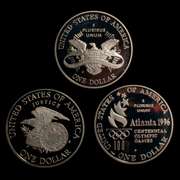 3 Modern Proof Silver Dollars