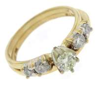 Elegant 14kt YG Round Diamond Engagement Ring with Diamond Band