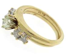 Elegant 14kt YG Round Diamond Engagement Ring with Diamond Band