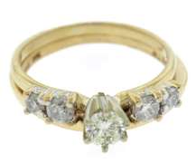 Elegant 14kt YG Round Diamond Engagement Ring with Diamond Band
