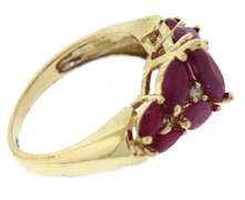 Elegant 10kt YG Marquise Ruby Cluster & Diamond Accent Ring