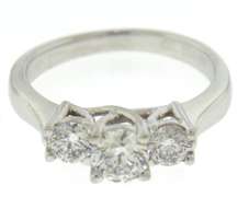 Platinum Round Brilliant Cut 3 Diamond Ring