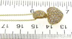 Fabulous Pave Puffed Heart Yellow Gold Necklace