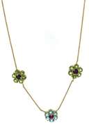 Stunning Peridot, Blue Topaz & Amethyst Flower Necklace