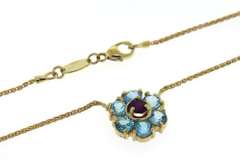 Stunning Peridot, Blue Topaz & Amethyst Flower Necklace
