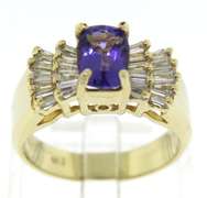 Glowing Tanzanite and Baguette Diamond Ring