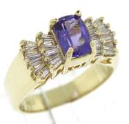 Glowing Tanzanite and Baguette Diamond Ring