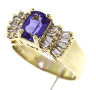Glowing Tanzanite and Baguette Diamond Ring