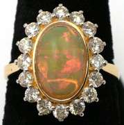 Delightful Opal & Diamond Ring, 14KT