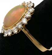 Delightful Opal & Diamond Ring, 14KT