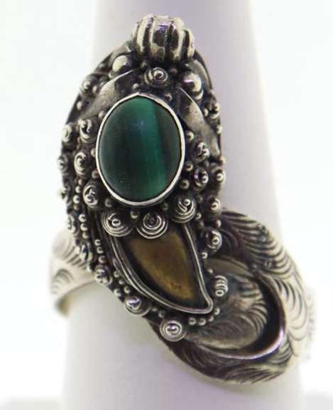 Vintage Sterling Silver Malachite Ring
