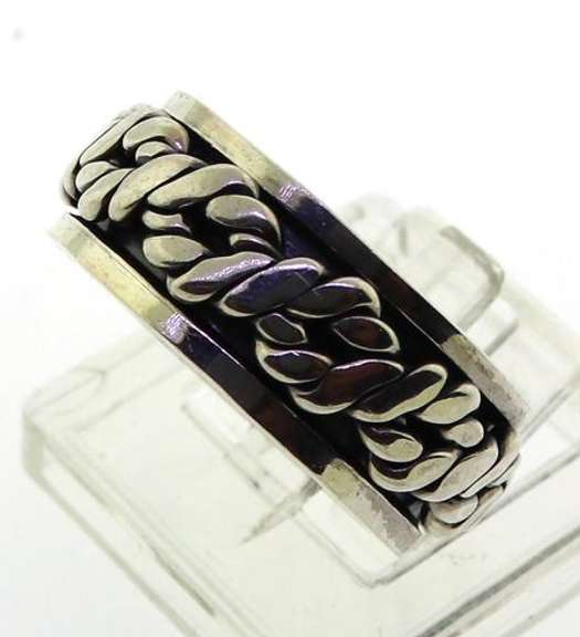 Vintage Sterling Silver Spinner Gear Band Ring