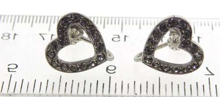 Vintage Sterling Silver Screw Back heart earrings