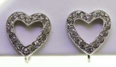 Vintage Sterling Silver Screw Back heart earrings