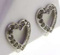Vintage Sterling Silver Screw Back heart earrings