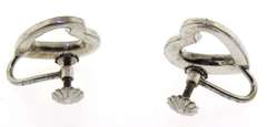 Vintage Sterling Silver Screw Back heart earrings