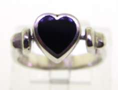 Vintage Sterling Silve heartr Black Onyx And White Mother Of Pearl Ring