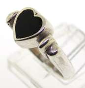 Vintage Sterling Silve heartr Black Onyx And White Mother Of Pearl Ring